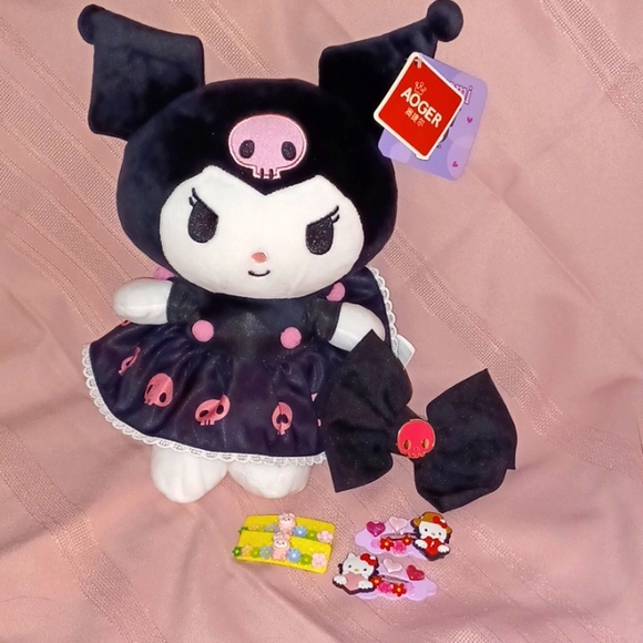 Kuromi, Hand Crafted Bow and Barrettes - Picture 1 of 11